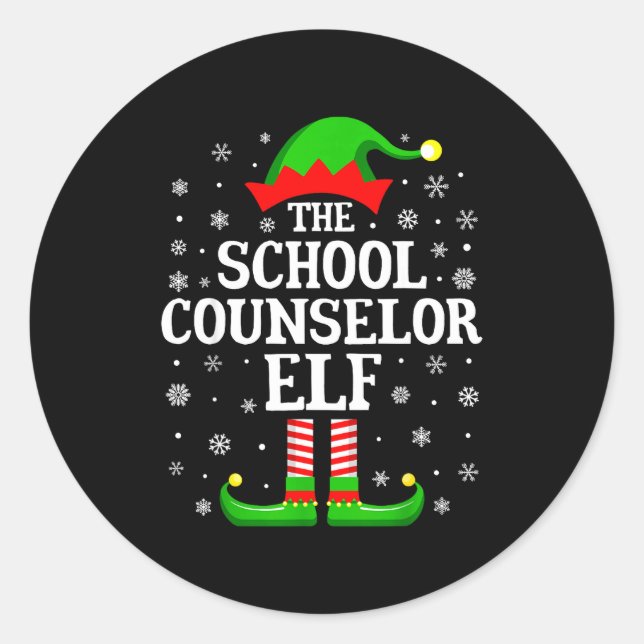 Sticker Rond School Counselor Elf Funny Christmas Family Matchi (Devant)