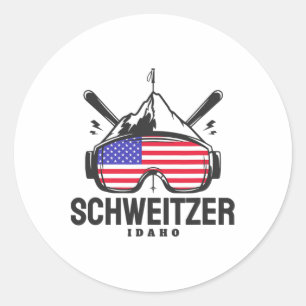 Sticker Rond Schweitzer Idaho Usa Ski Rétro