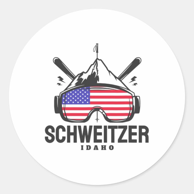 Sticker Rond Schweitzer Idaho Usa Ski Rétro (Devant)