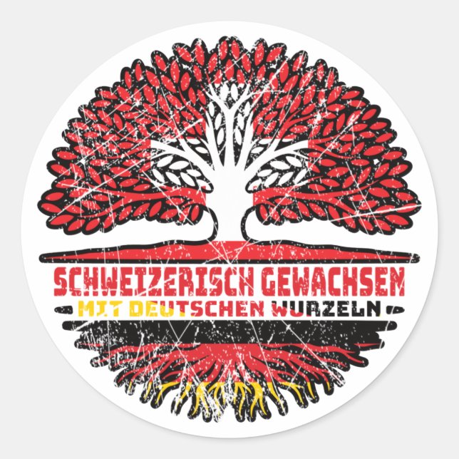 Sticker Rond Schweiz Schweizer Deutsch Deutschland Baum Wurzel (Devant)