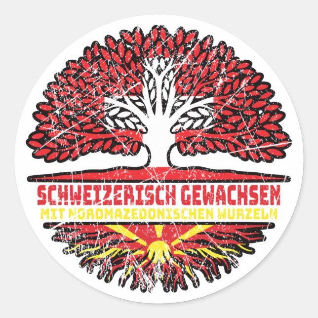 Sticker Rond Schweizer Schweizer Nordmazedonisch Schweiz (Devant)