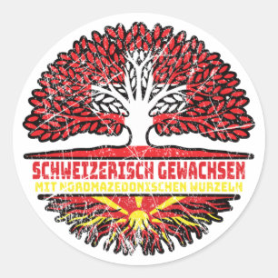 Sticker Rond Schweizer Schweizer Nordmazedonisch Schweiz
