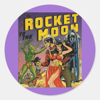 Sticker Rond Sci Fi Vintage Dessin de couverture de livre Art