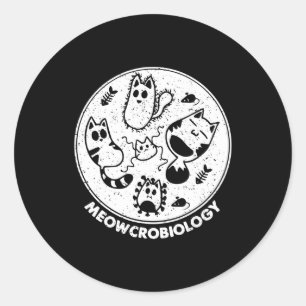 Sticker Rond Science Cat Meowcro biologie