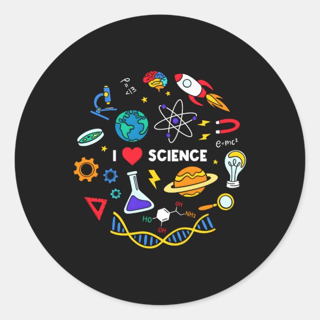 Sticker Rond Science Chimie Biologie Physique Love Science (Devant)