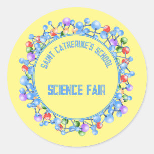 Sticker Rond Science Fair Attraits Molécules Particules Particu