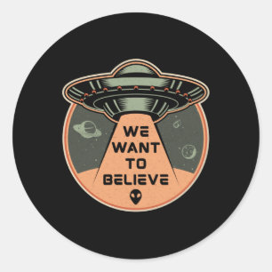 Sticker Rond Science Fiction Day Space Science Alien Stars Cade