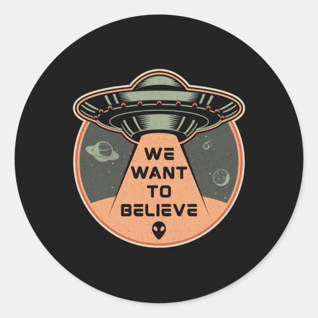 Sticker Rond Science Fiction Day Space Science Alien Stars Cade (Devant)