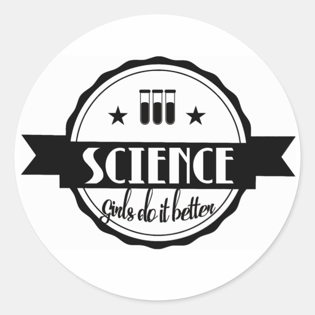 Sticker Rond Science. Les filles le font mieux (Devant)