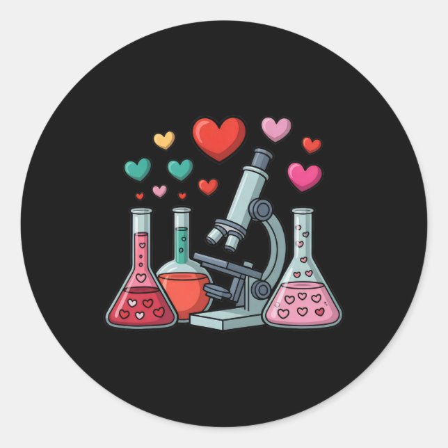 Sticker Rond Science Love Hearts Stem Teacher Valentine  (Devant)