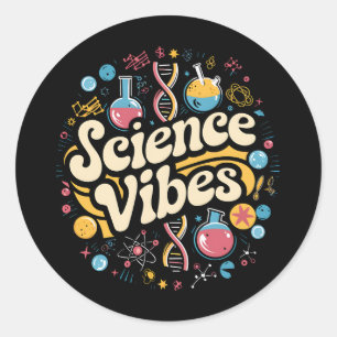Sticker Rond Science Vibes Groovy Première Journée de Rentree S