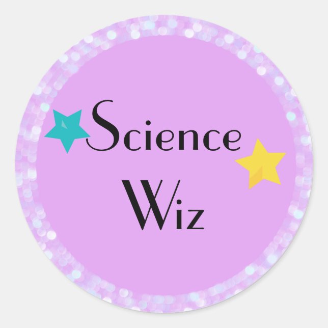 Sticker Rond Science Wiz avec étoiles (Devant)