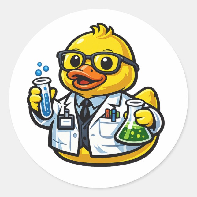 Sticker Rond Scientifique Canard en Caoutchouc (Devant)