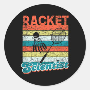 Sticker Rond Scientifique de raquette Drôle de joueur de badmin