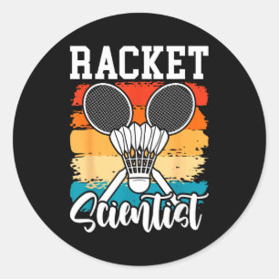 Sticker Rond Scientifique de raquette - Joueur de badminton Ath