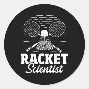 Sticker Rond Scientifique de raquette - Joueur de badminton Ath