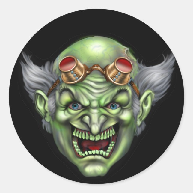 Sticker Rond Scientifique Mad Evil (Devant)