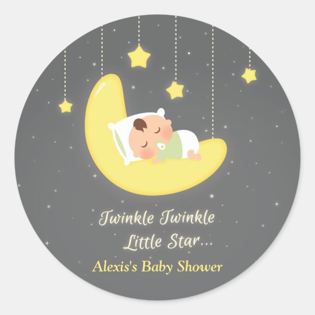 Sticker Rond Scintillement neutre de genre peu de baby shower (Devant)