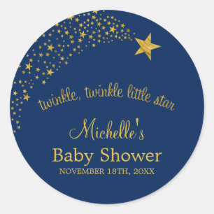 Sticker Rond Scintillement peu de baby shower d'or de marine