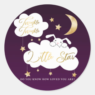 Sticker Rond Scintillement peu de faveur pourpre de baby shower