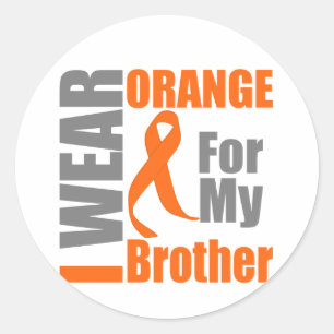 Sticker Rond Sclérose en plaques Je Porte Orange Ribbon Brothe