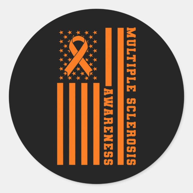 Sticker Rond Sclérose Ms Awareness Patriotique Usa American Fla (Devant)
