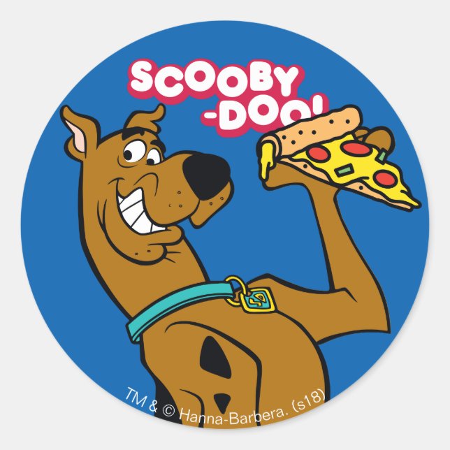 Sticker Rond Scooby Doo Avec Pizza Slice (Devant)