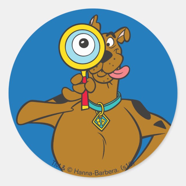 Sticker Rond Scooby Doo Avec Verre Magnifiant (Devant)