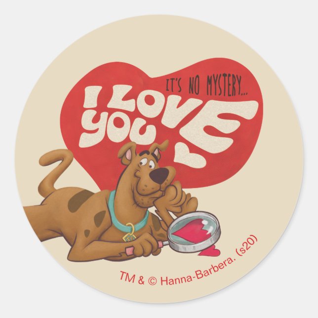 Sticker Rond Scooby-Doo - Ce n'est pas un mystère... Je t'aime (Devant)