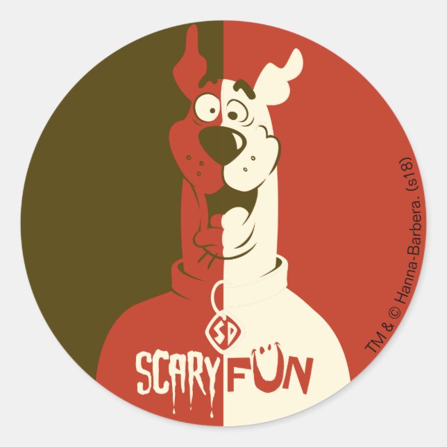 Sticker Rond Scooby-Doo "Effrayant" (Devant)