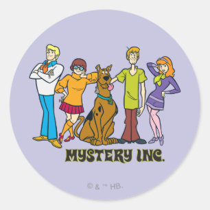 Sticker Rond Scooby-Doo et Gang Mystery Inc. Classic