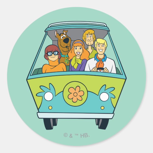 Sticker Rond Scooby-Doo & Gang Mystery Machine (Devant)