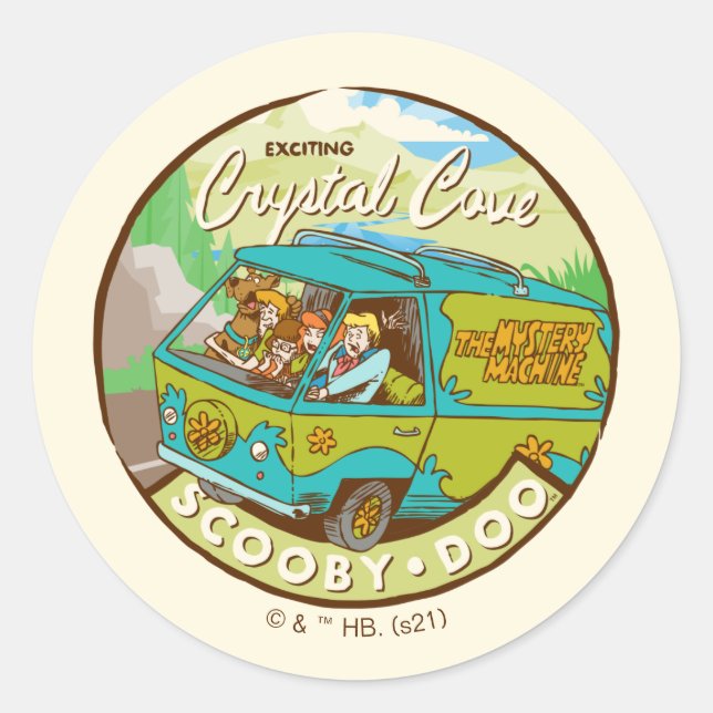 Sticker Rond Scooby-Doo | Gang Traversant "Crystal Cove" (Devant)