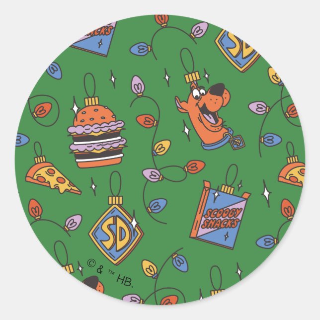 Sticker Rond Scooby-Doo Holiday Snack Lights Pattern (Devant)