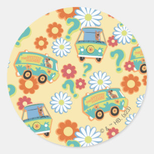 Sticker Rond Scooby-Doo Mystery Motif de fleurs