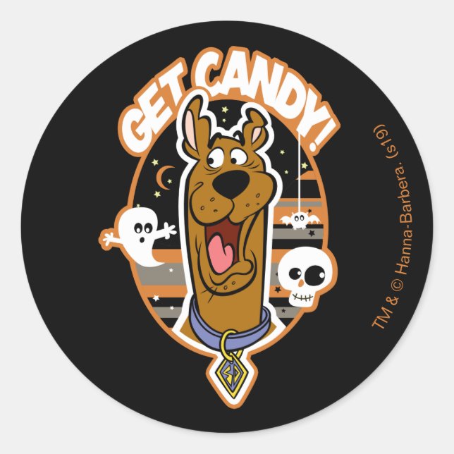 Sticker Rond Scooby-Doo | Obtenez Du Bonbon ! (Devant)