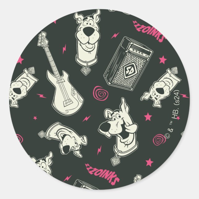 Sticker Rond Scooby Doo Punk Guitare et Motif Amp (Devant)