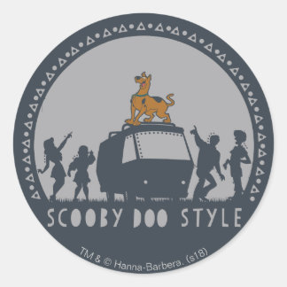 Sticker Rond Scooby Doo Style Tribal Van Silhouette