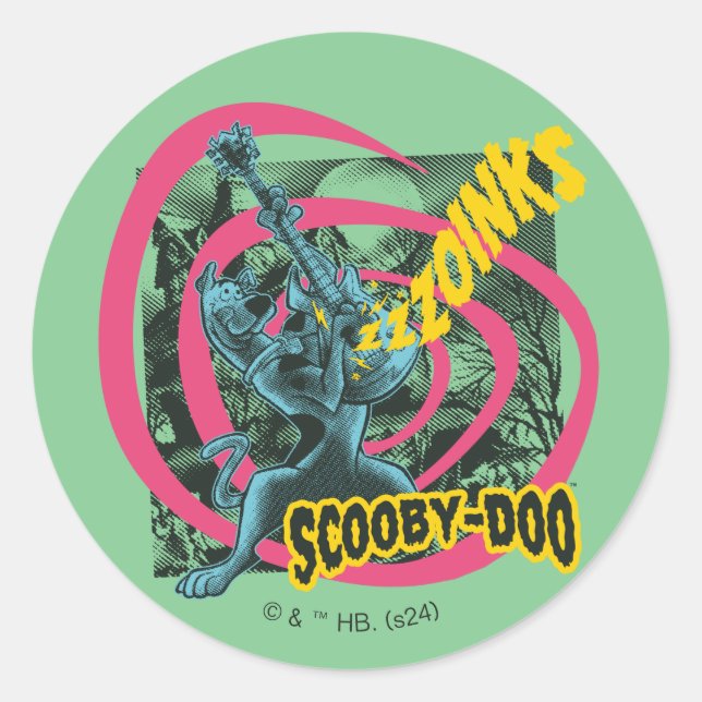 Sticker Rond Scooby-Doo Zoinks Punk Guitare Graphisme (Devant)