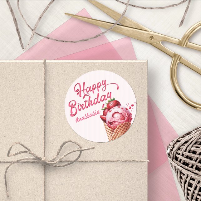 Sticker Rond Scoop Ice Cream Girls Anniversaire (Créateur téléchargé)