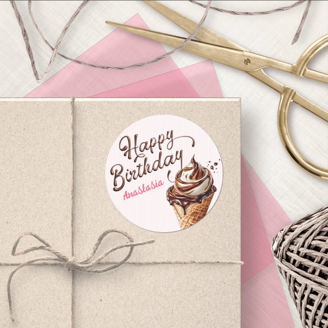 Sticker Rond Scoop Ice Cream Girls Anniversaire Classic Round S (Créateur téléchargé)