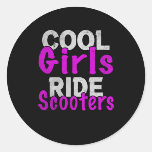 Sticker Rond Scooter cool Girls Ride Scooters