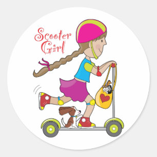 Sticker Rond Scooter Kid