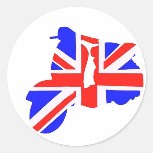 Sticker Rond Scooter lumineux d'Union Jack (Devant)