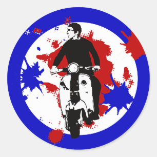 Sticker Rond Scooter Rider sur Paint splash mod cible art