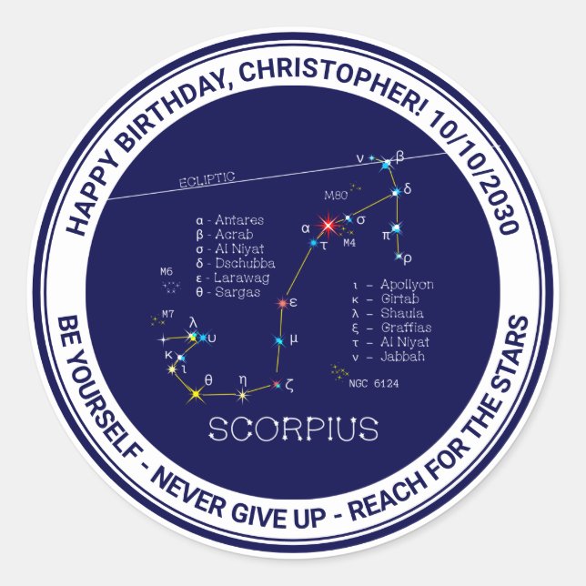 Sticker Rond Scorpie Constellation Zodiaque (Devant)