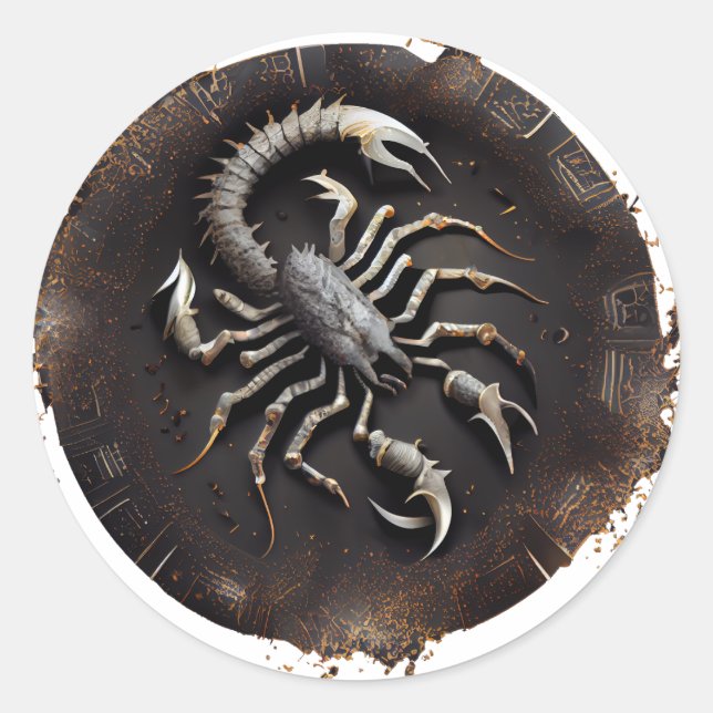 Sticker Rond Scorpie Zodiac Graphique (Devant)