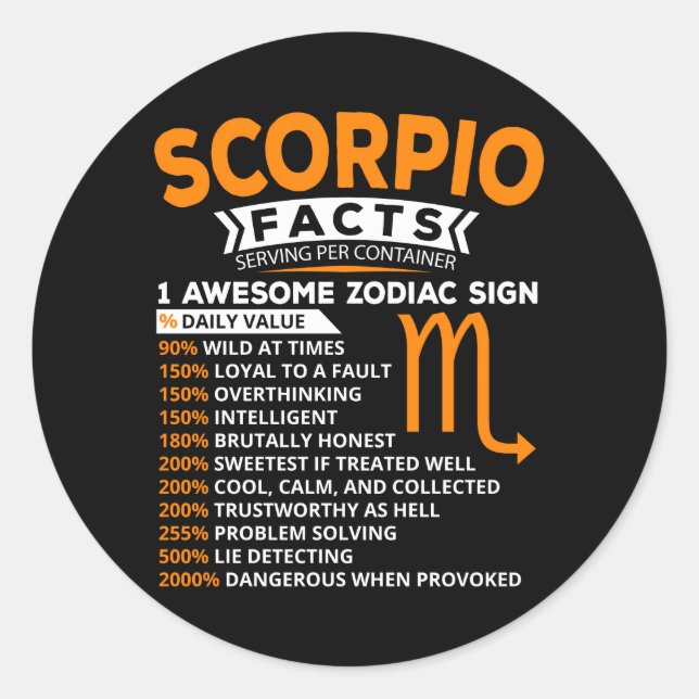 Sticker Rond Scorpio Astrologie SIGNE Zodiaque (Devant)