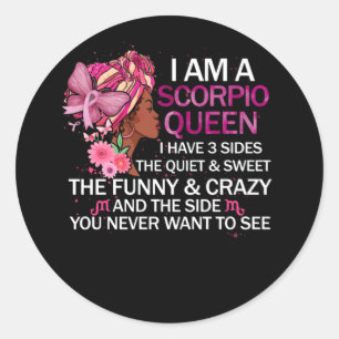 Sticker Rond Scorpio Black Queen ont 3 Sides April Girl Women