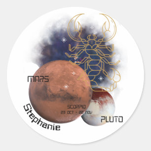 Sticker Rond Scorpio Monogramme Zodiac Planètes cosmiques Cool